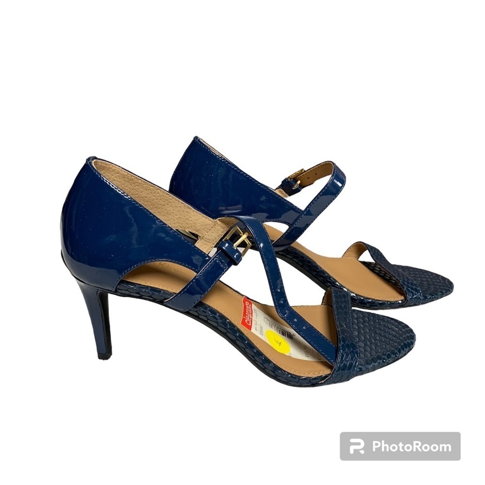 Calvin Klein Navy Blue Patent Leather Strappy Heels